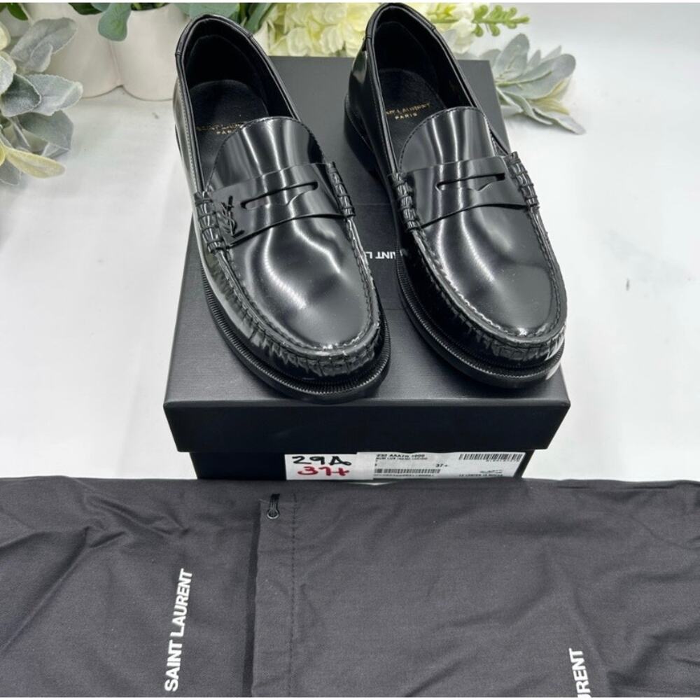 SOLD Women's Saint Laurent leather penny loafers size 37.5 made in Italy - Picture 3 of 13
